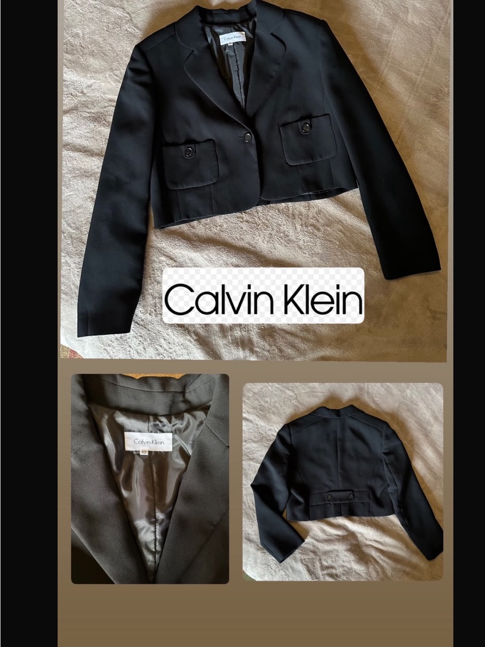 Calvin Klein Black Cropped Suit Blazer